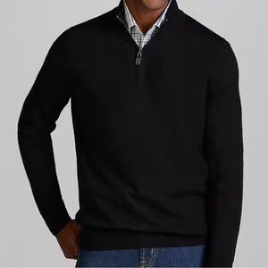 JOS. A BANK Men’s‎ Signature Collection 1/4 Zip Pima Cotton Sweater Black Large